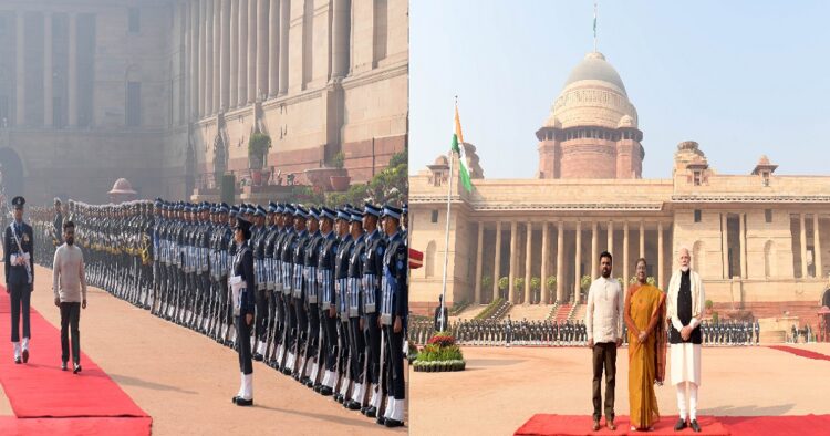 Sri Lankan President given guard of honor at Rashtrapati Bhavan